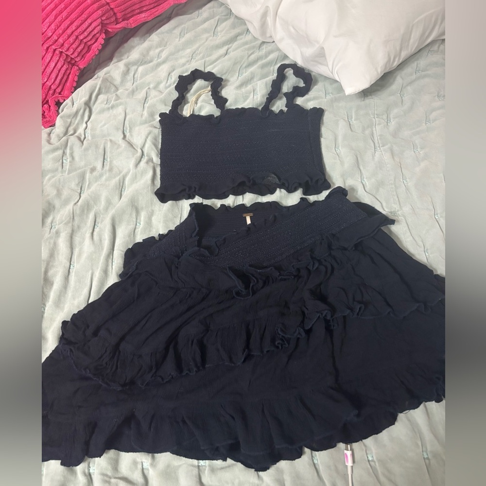 Free People Black Skirt and Tank Top Set Size S